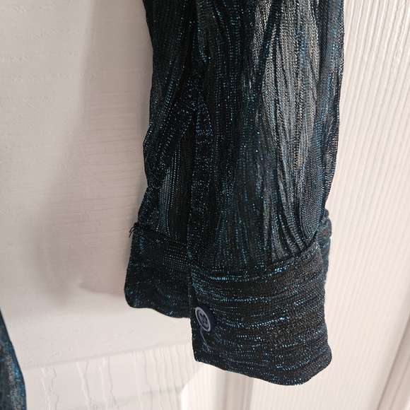 NWT SHEIN Bae Drop Shoulder Glitter See Through Mesh Button Front Shirt - Picture 8 of 14